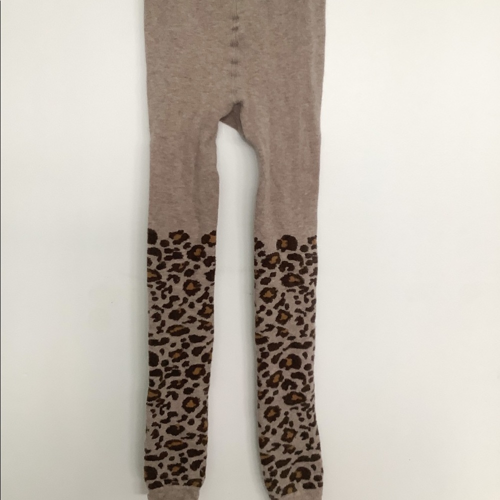 girls light brown leopard print tights